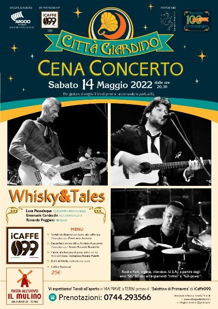 Cena Concerto Città Giardino Fest Terni - Whisky & Tales Trio 14 maggio 2022